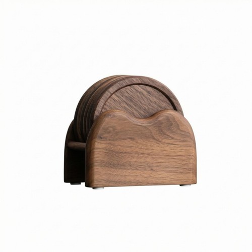 Walnut coasters round - coasters, wood
