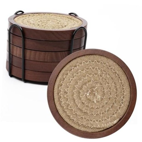 Wooden coasters with holder - wooden,