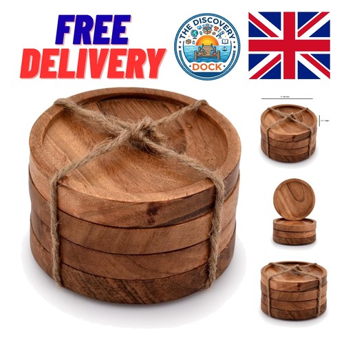 Round acacia wood coasters - wood,