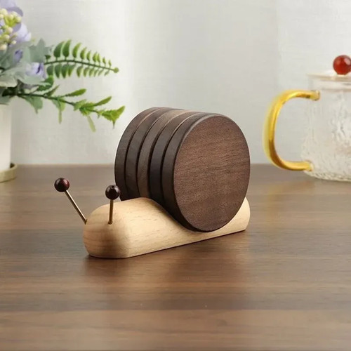 Snail coasters wood solid with - solid,