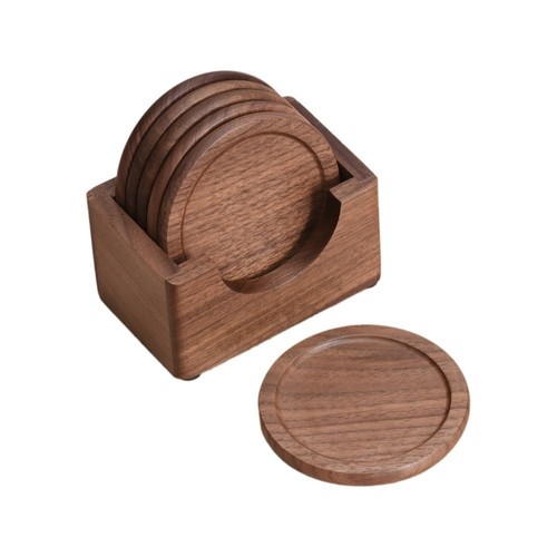 6pcs set wooden - round, coasters