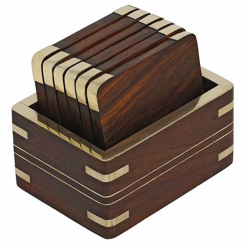 Wooden drink glass - glass, coasters