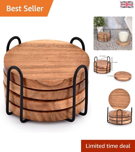 Round acacia wood drink - round,