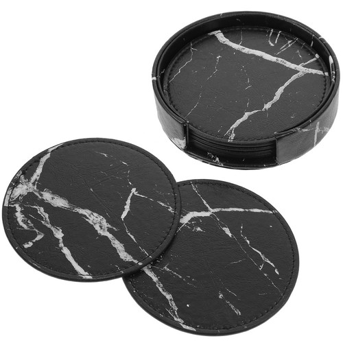 Black marble coaster set - black,