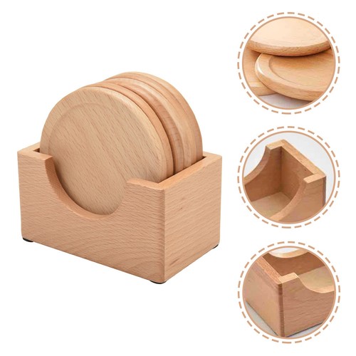 Pcs wooden coasters drinks - 6,
