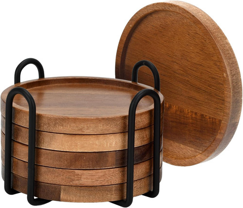 Wood coasters set - set, 10cm