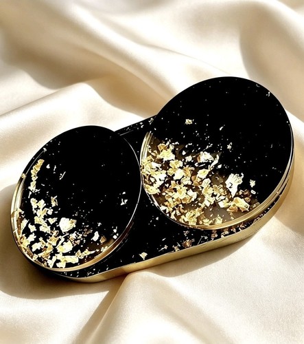 Black gold resin coaster - gold, set