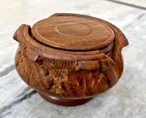 Handmade round wooden tea - handmade,