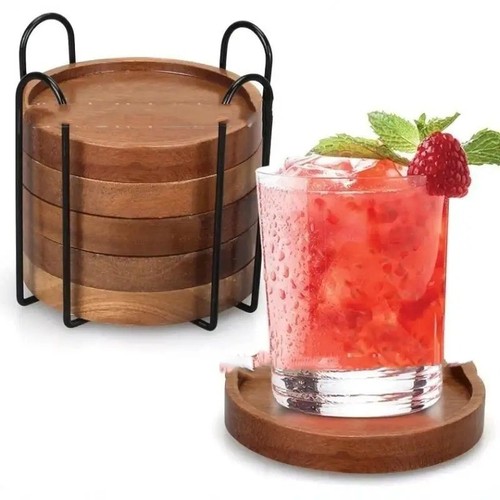 Wooden drink coasters - set, of