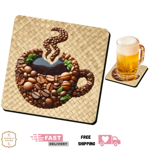 Coasters wood wicker effect - coasters,