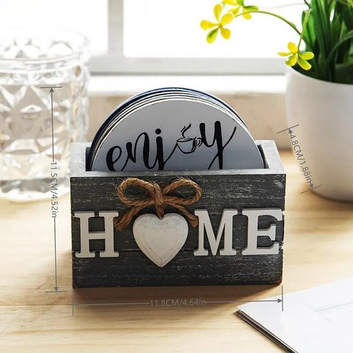Wooden coasters set heat - wooden,