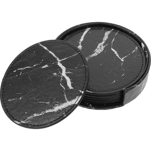 Black marble coaster set - black,