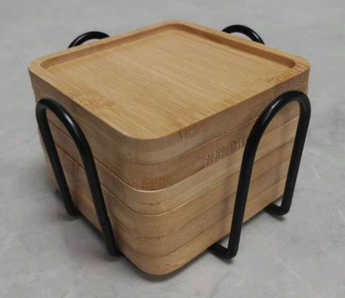 6pcs bamboo coaster - bamboo,