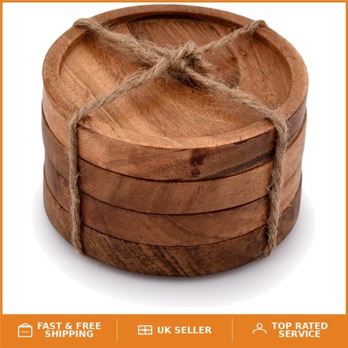 Practical acacia wood coasters - acacia,