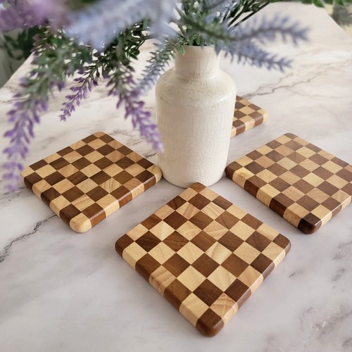 Checkered coaster set 4 - of,