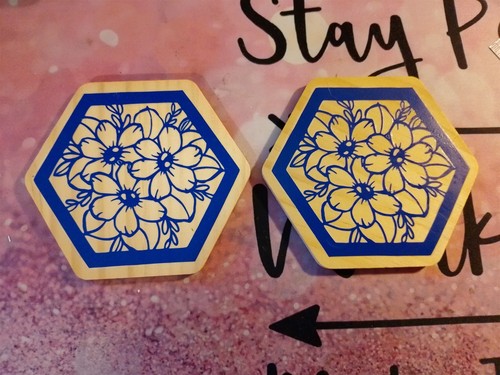 Set wooden hexagon floral - 2,