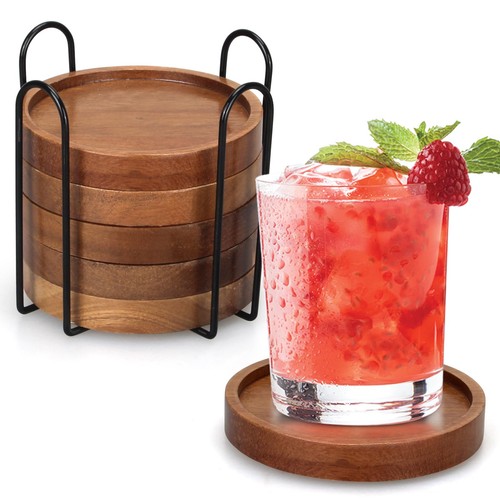 Wooden drink coasters set 6 - drink,