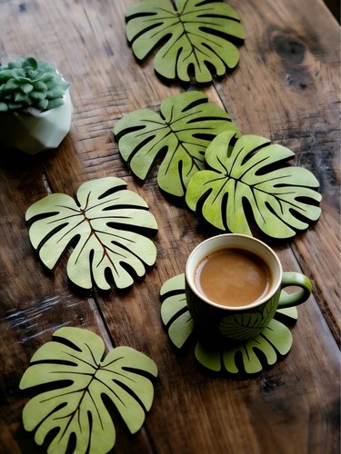 6pcs bamboo coaster set - 6pcs,