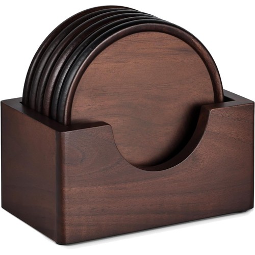 Wood coasters with holder - wood, holder,
